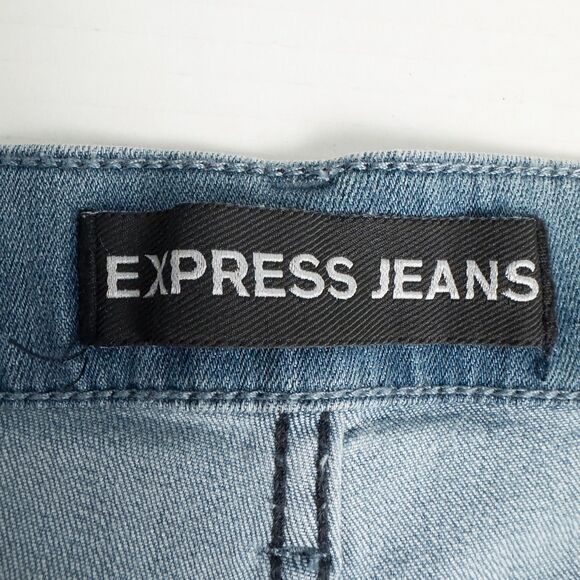 Express Mid Rise Wide Leg Flare Jeans Womens 6R Blue Raw Hem Boho Retro Hippie - Picture 3 of 16